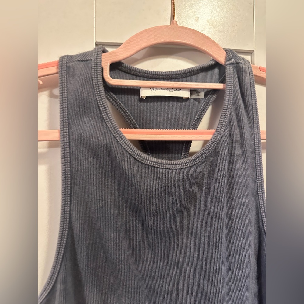 NWOT Mustard Seed Racer Back Tank In Washed Navy - Picture 5 of 6